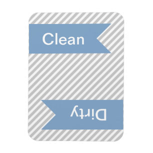 Grey Striped Clean - Dirty Dishwasher Magnets