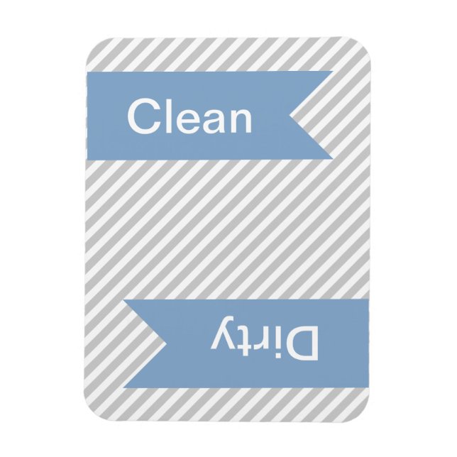 Grey Striped Clean - Dirty Dishwasher Magnets (Vertical)