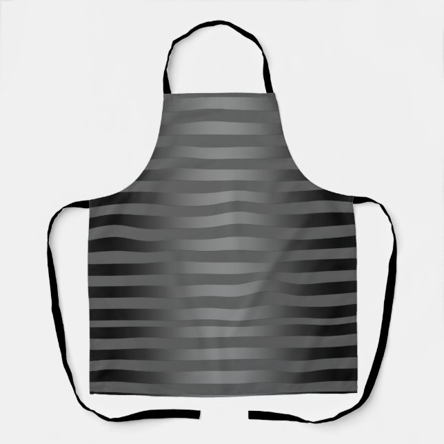 Grey, striped, gradient, grey stripes, simple apron (Front)