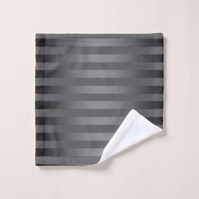 Grey, striped, gradient, grey stripes, simple, bath towel set (Wash Cloth)