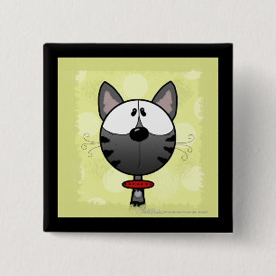 Grey Striped Kitty 15 Cm Square Badge