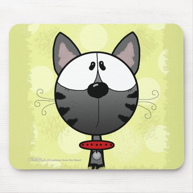 Grey Striped Kitty Mouse Pad (Front)