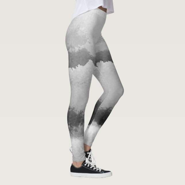 Grey Striped Watercolor Leggings (Right)