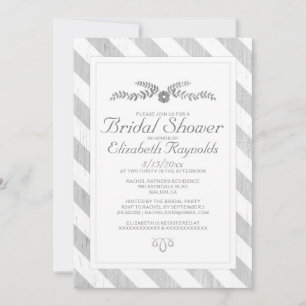 Grey Stripes Bridal Shower Invitations