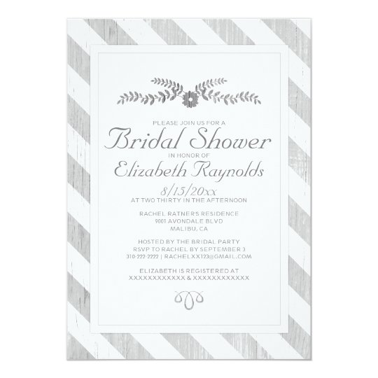 Grey Stripes Bridal Shower Invitations