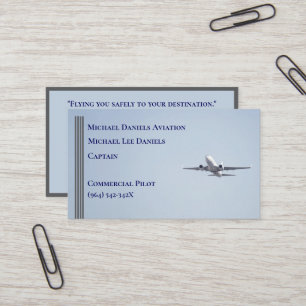 Grey Stripes Commercial  Aeroplane Captain Pilot  Business Card