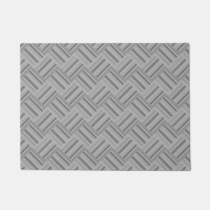 Grey stripes diagonal weave pattern doormat