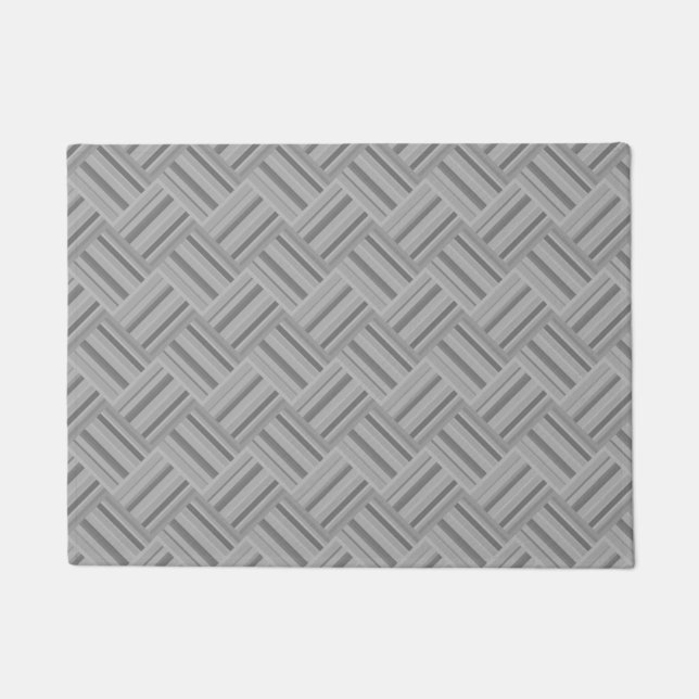 Grey stripes diagonal weave pattern doormat (Front)