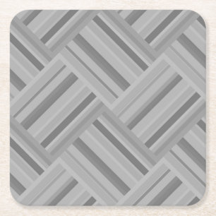 Grey stripes diagonal weave pattern square paper coaster