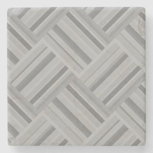Grey stripes diagonal weave pattern stone coaster