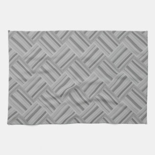 Grey stripes diagonal weave pattern tea towel
