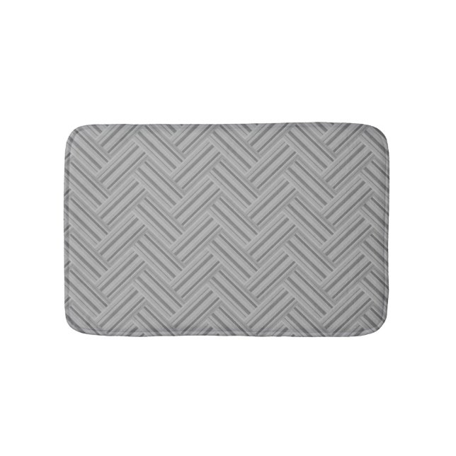 Grey stripes double weave pattern bath mat (Front)