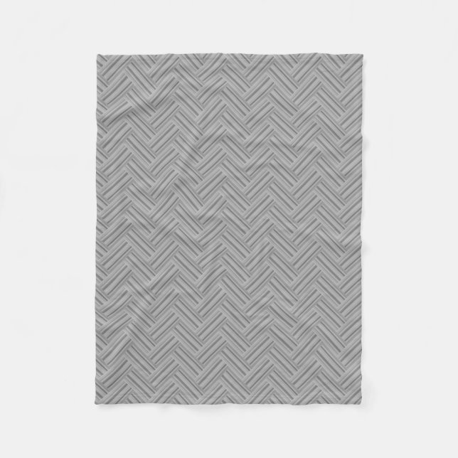 Grey stripes double weave pattern fleece blanket (Front)