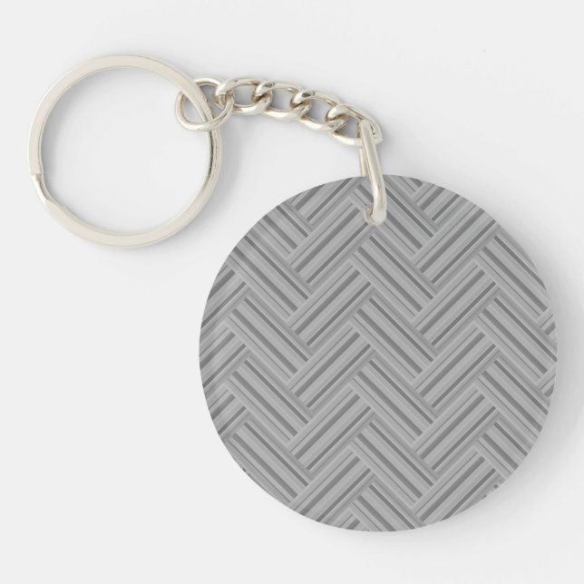 Grey stripes double weave pattern key ring (Front)