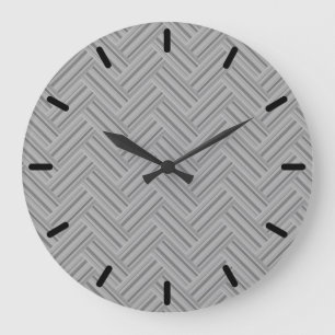 Grey stripes double weave pattern large clock