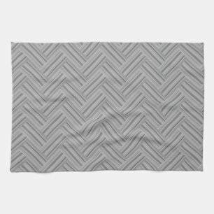 Grey stripes double weave pattern tea towel
