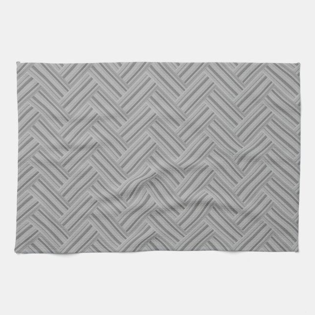 Grey stripes double weave pattern tea towel (Horizontal)