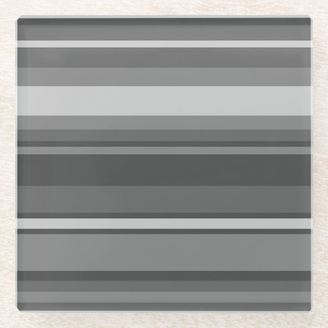 Grey stripes glass coaster (Front)