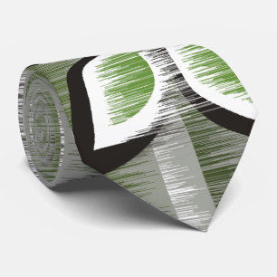 Grey stripes green petals modern wet paint tie