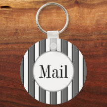 Grey Stripes on White Editable Mail Key Keychain