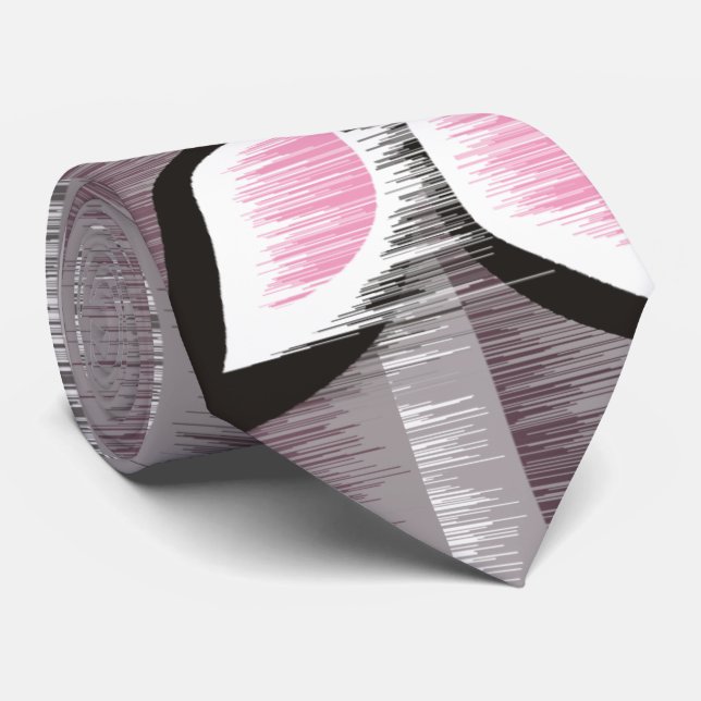 Grey stripes pink petals modern wet paint tie (Rolled)