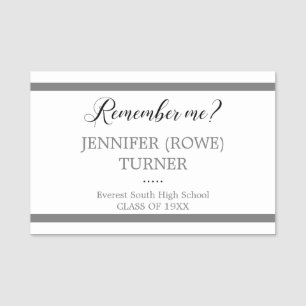Grey Stripes Remember Me School Class Reunion Name Tag