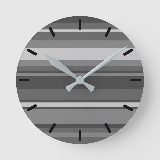 Grey stripes round clock (Front)