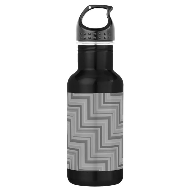 Grey stripes stairs pattern 532 ml water bottle (Front)