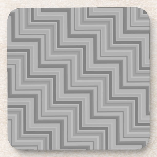 Grey stripes stairs pattern coaster (Front)