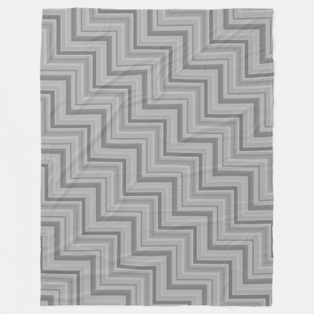 Grey stripes stairs pattern fleece blanket (Front)