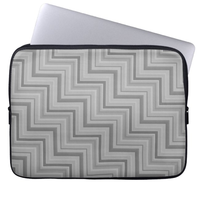 Grey stripes stairs pattern laptop sleeve (Front)