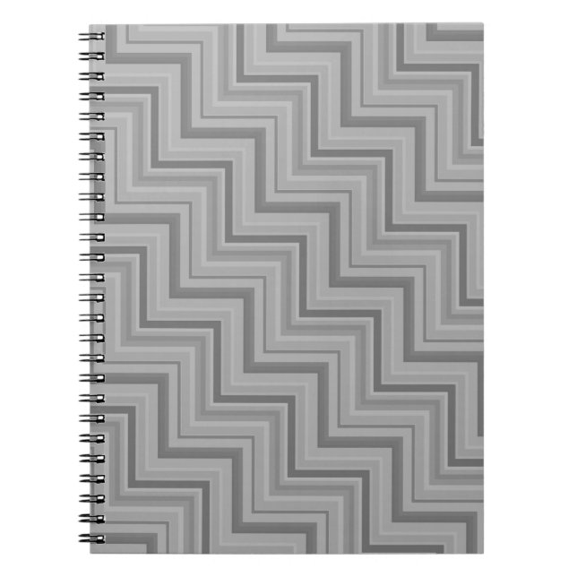 Grey stripes stairs pattern notebook (Front)