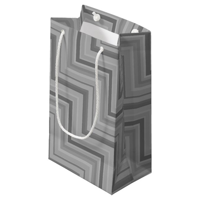 Grey stripes stairs pattern small gift bag (Front Angled)