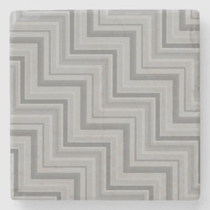 Grey stripes stairs pattern stone coaster