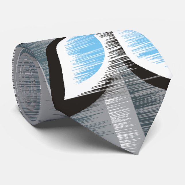 Grey stripes three blue petals modern wet paint tie (Rolled)