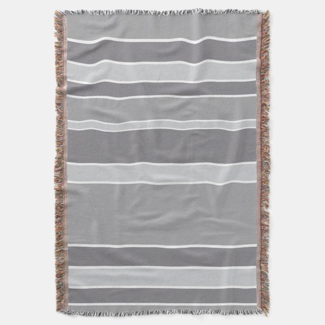 Grey stripes throw blanket (Front Vertical)