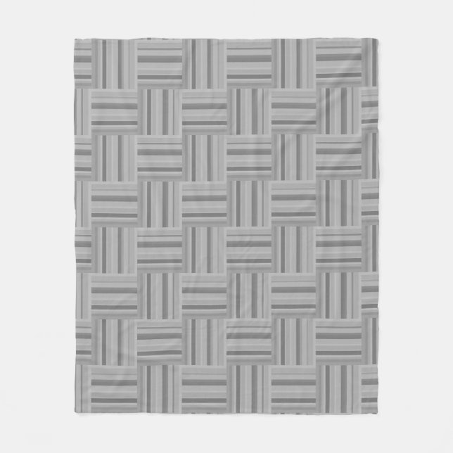 Grey stripes weave pattern fleece blanket (Front)