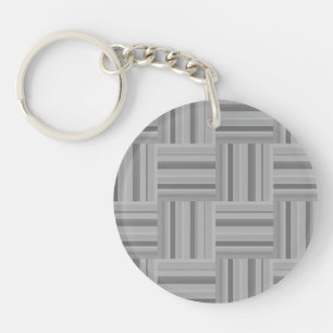 Grey stripes weave pattern key ring