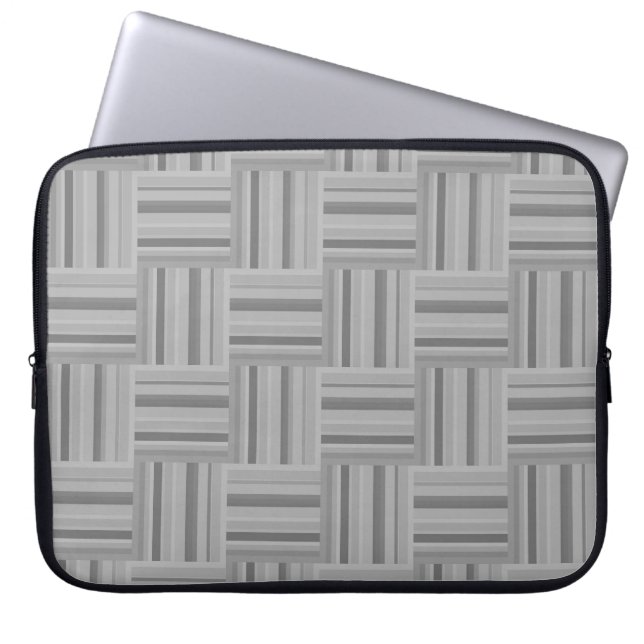 Grey stripes weave pattern laptop sleeve (Front)