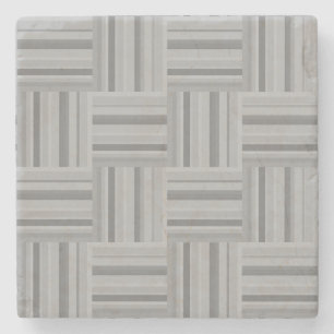 Grey stripes weave pattern stone coaster