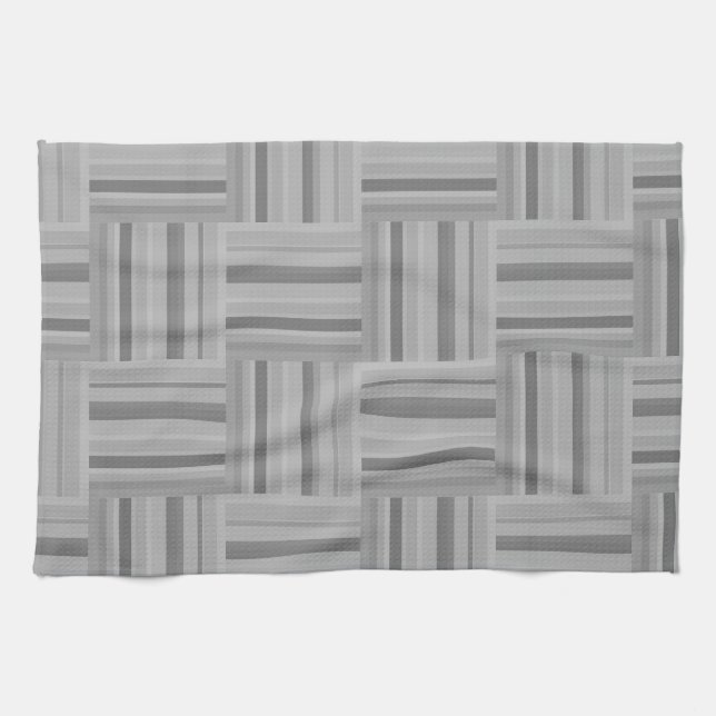 Grey stripes weave pattern tea towel (Horizontal)