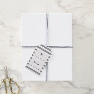 Grey Stripes, White Stripes, Striped Pattern Gift Tags