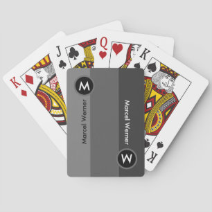 grey stripes with name and initial playing cards
