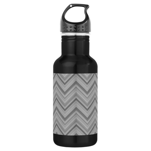 Grey stripes zigzag pattern 532 ml water bottle (Front)