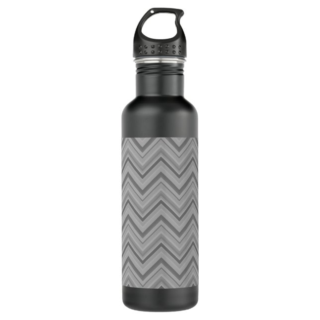 Grey stripes zigzag pattern 710 ml water bottle (Front)