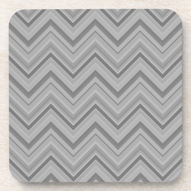 Grey stripes zigzag pattern coaster (Front)