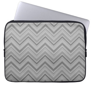 Grey stripes zigzag pattern laptop sleeve