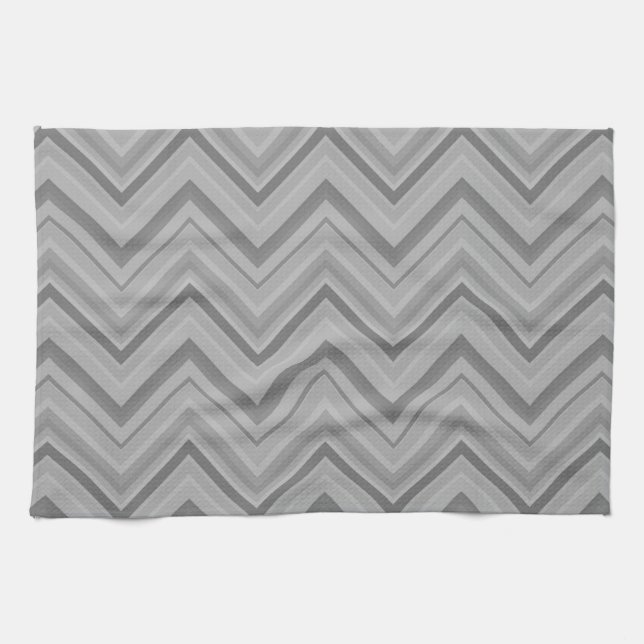 Grey stripes zigzag pattern tea towel (Horizontal)