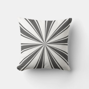Grey Stripey Sun Burst Abstract Art Cushion
