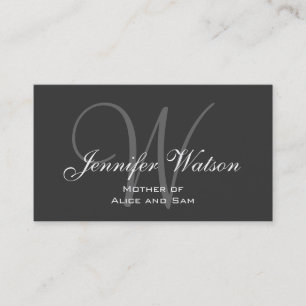 Grey Stylish Monogram Mummy Calling Card